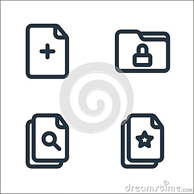 file and folder line icons. linear set. quality vector line set such as favourite, find on page, locked Vector Illustration