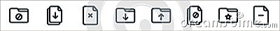 file and folder line icons. linear set. quality vector line set such as minus, favourite, block, share database, downloads folder Vector Illustration