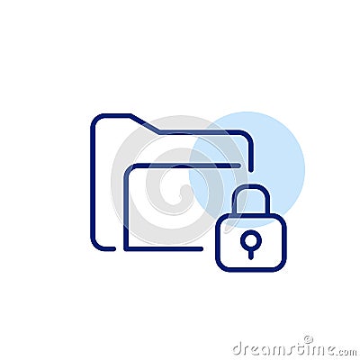 File folder and lock. Protected documents and data privacy. Secure file storage and confidentiality. Pixel perfect icon Vector Illustration