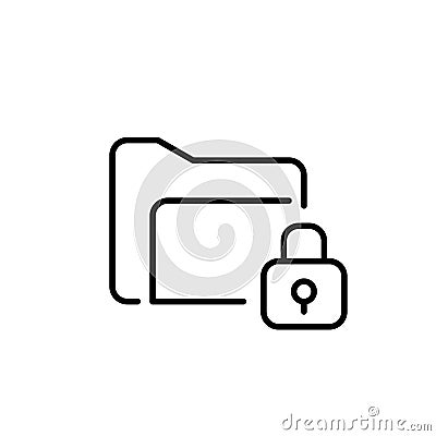 File folder and lock. Protected documents and data privacy. Secure file storage and confidentiality. Vector icon Vector Illustration