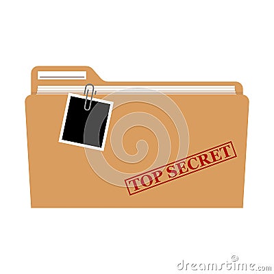 File folder with red rubber stamp top secret vector isolated, confidential, private information. Vector Illustration