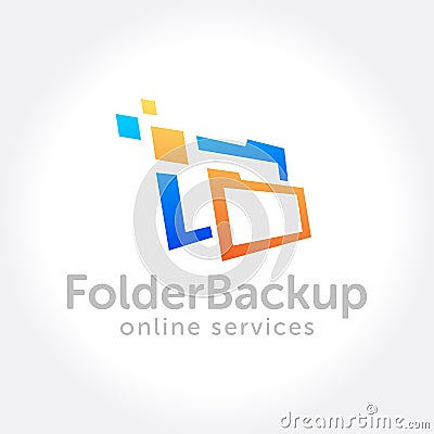 File Folder security backup, On line storage service Vector Illustration