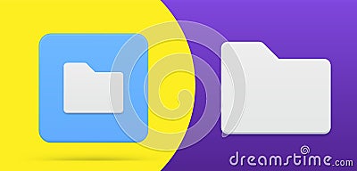 File folder side view simple 3d icon button set vector illustration. Document archive storage Vector Illustration