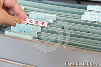 File folders in a filing cabinet Stock Photo