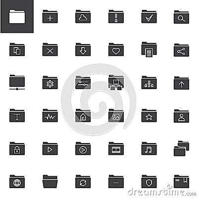 File folders vector icons set Vector Illustration