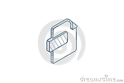 file format, document isometric icon. 3d line art technical drawing. Editable stroke vector Cartoon Illustration