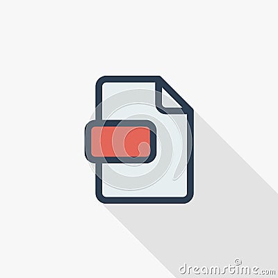 File format, document thin line flat color icon. Linear vector symbol. Colorful long shadow design. Vector Illustration