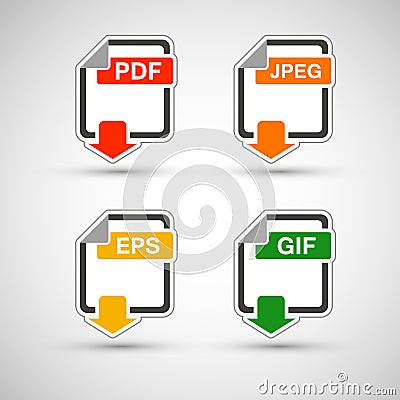 File format flat icon set Vector Illustration