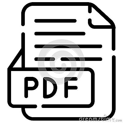 file format, PDF file line icon Vector Illustration