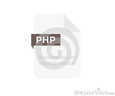 File format PHP logo design. Document file icon, internet, extension, sign, type, presentation, graphic, application. Vector Illustration