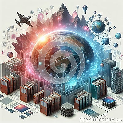 File management interface with folder structure and file previe Stock Photo