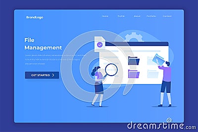 File management landing page illustration concept Vector Illustration