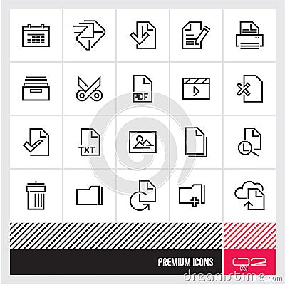 File management thin line vector icons. Premium quality web and computer icons. Vector Illustration