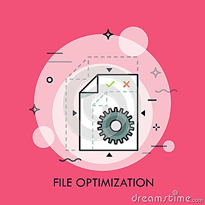 File optimization, lossless compression, size reduction, format conversion concept. Vector Illustration