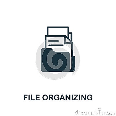 File Organizing icon. Monochrome simple element from digital service collection. Creative File Organizing icon for web Vector Illustration