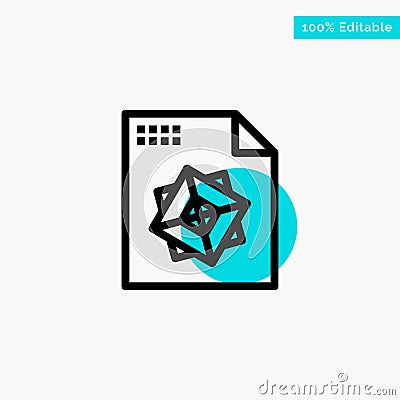 File, Processing, 3d, Design turquoise highlight circle point Vector icon Vector Illustration