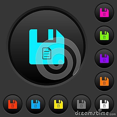 File properties dark push buttons with color icons Stock Photo