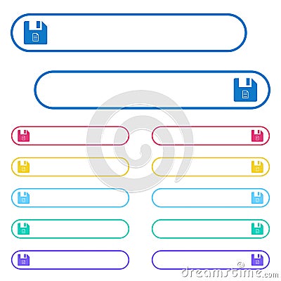 File properties icons in rounded color menu buttons Stock Photo