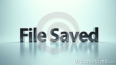 File saved notification on smooth background with reflective surface Stock Photo