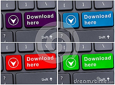 File saving location with download here button Stock Photo