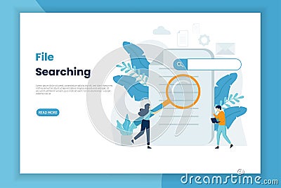 File searching illustration concept landing page Vector Illustration