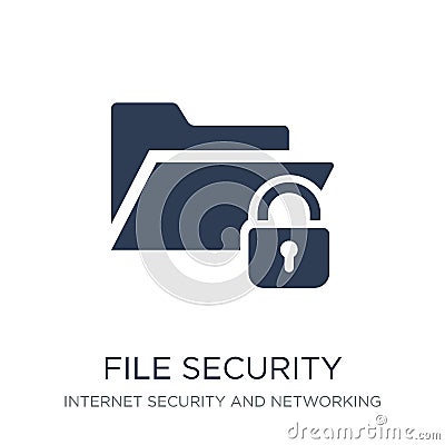 File security icon. Trendy flat vector File security icon on white background from Internet Security and Networking collection Vector Illustration