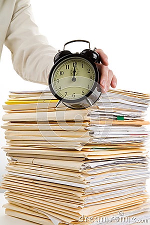 File Stack and clock Stock Photo