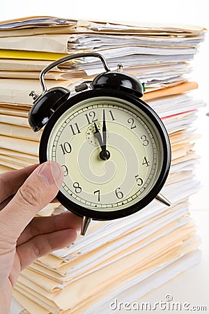 File Stack and clock Stock Photo