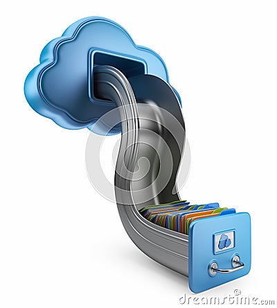 File storage in cloud. 3D icon isolated Stock Photo