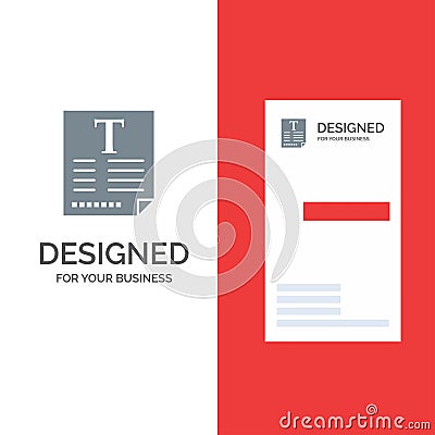 File, Text, Poster, Fount Grey Logo Design and Business Card Template Vector Illustration