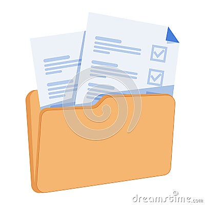 File transfer of document in folder, cloud storage, file transfer encrypted form, connection docs information migration Vector Illustration