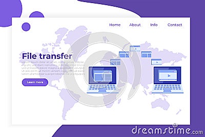 File transfer on notebook concept. Could representing syncing. Vector Illustration