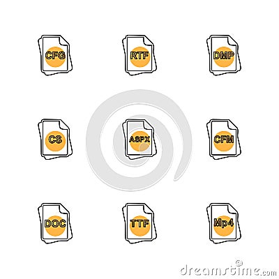 file type , files , documents , eps icons set vector Vector Illustration