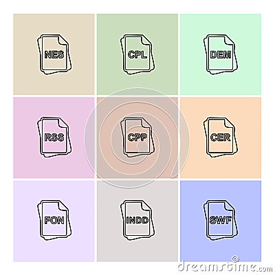 file type , files , documents , eps icons set vector Vector Illustration
