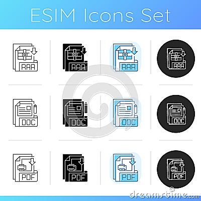 File types icons set Vector Illustration