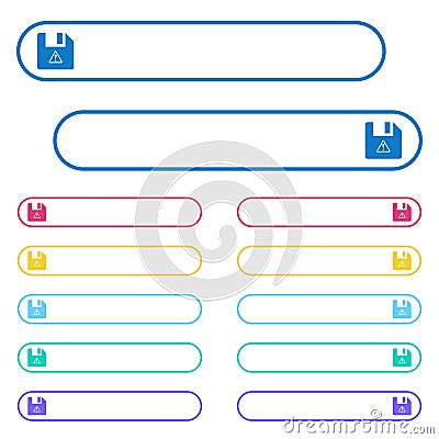 File warning icons in rounded color menu buttons Stock Photo