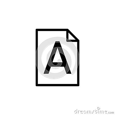 file, word A icon. Can be used for web, logo, mobile app, UI, UX Vector Illustration