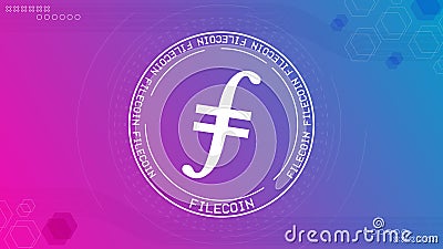 Filecoin FIL cryptocurrency vector illustration banner. Vector Illustration