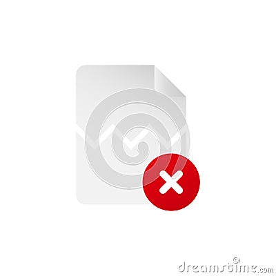 fileCorrupted file error icon. Failed document with error, Vector Illustration