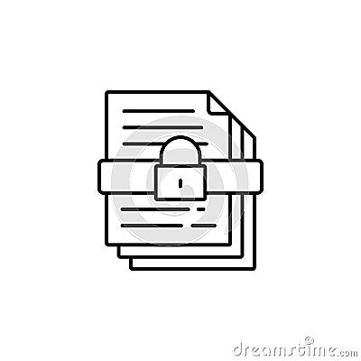Files, blocked, key icon. Simple line, outline vector of confidential information icons for ui and ux, website or mobile Stock Photo