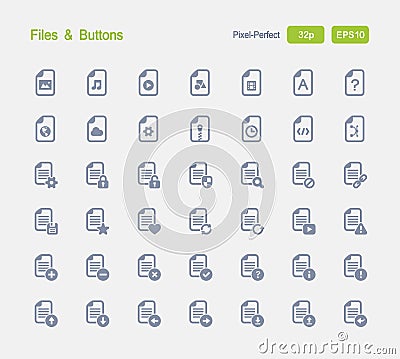 Files & Buttons - Granite Icons Vector Illustration