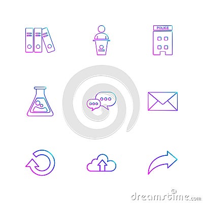 files , desk , police station , beaker , chat , message , reste Vector Illustration