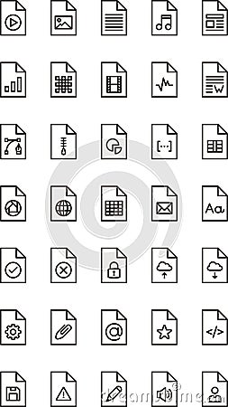 FILES & DOCUMENTS outline icons Vector Illustration