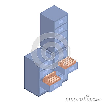 Files of drawer icon, isometric style Vector Illustration