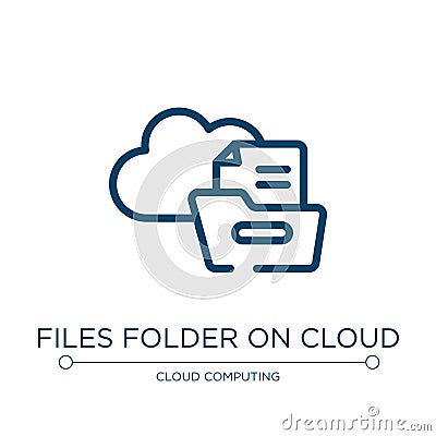 Files folder on cloud icon. Linear vector illustration from cloud computing collection. Outline files folder on cloud icon vector Vector Illustration