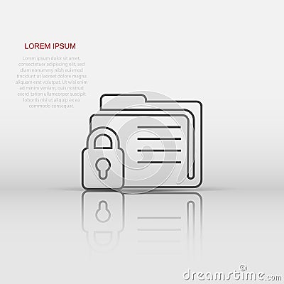 Files folder permission icon in flat style. Document access vector illustration on isolated background. Secret archive sign Vector Illustration