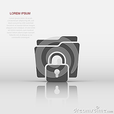 Files folder permission icon in flat style. Document access vector illustration on isolated background. Secret archive sign Vector Illustration