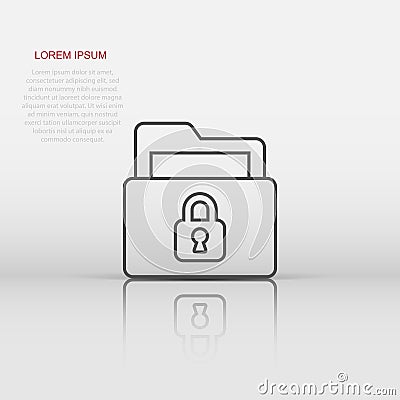 Files folder permission icon in flat style. Document access vector illustration on isolated background. Secret archive sign Vector Illustration