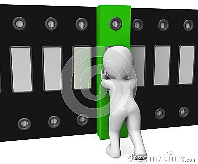 Files of folders concept icon shows data records for filing and record keeping - 3d illustration Cartoon Illustration