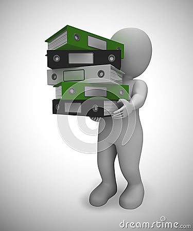 Files of folders concept icon shows data records for filing and record keeping - 3d illustration Cartoon Illustration